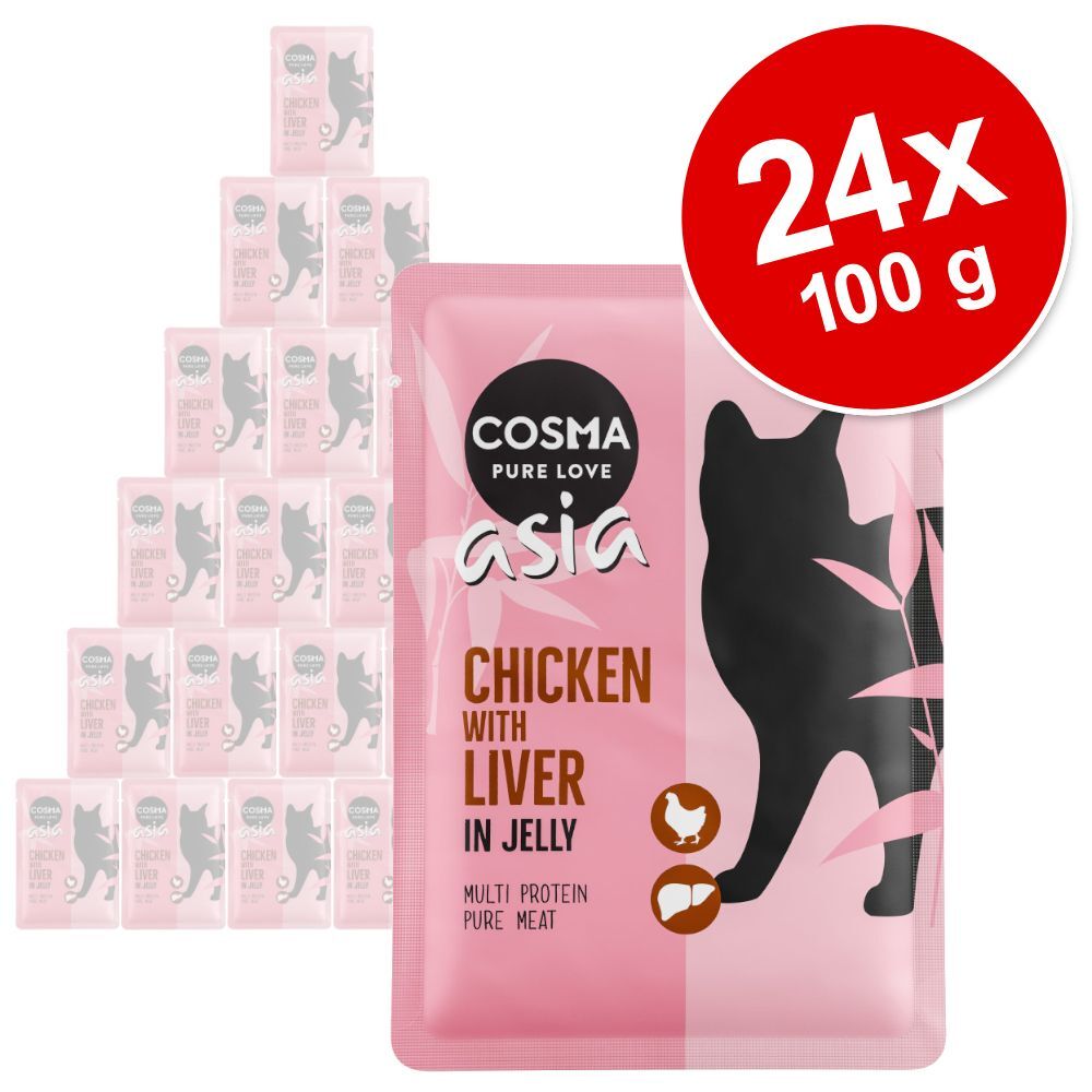 Cosma Asia saquetas 24 x 100 g - Pack económico - Frango com fígado de frango