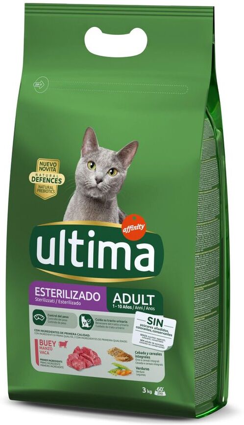 Affinity Ultima Ultima Sterilized Adult com vaca para gatos - Pack económico: 2 x 3 kg