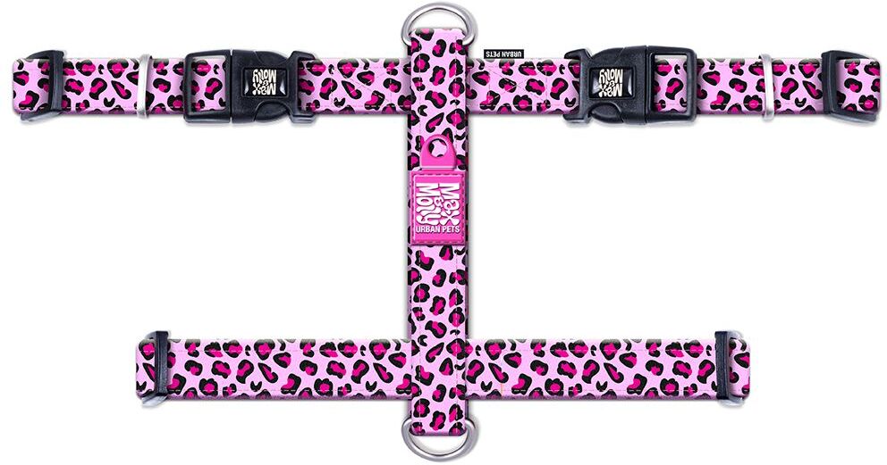 Max & Molly Peitoral Max & Molly Leopard Pink para cães - Tamanho M: contorno peito 53 cm-69 cm