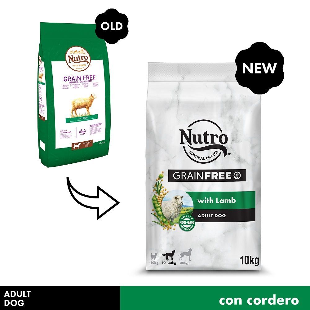 Nutro Grain Free Adult cordeiro para cães - Pack económico: 2 x 10 kg