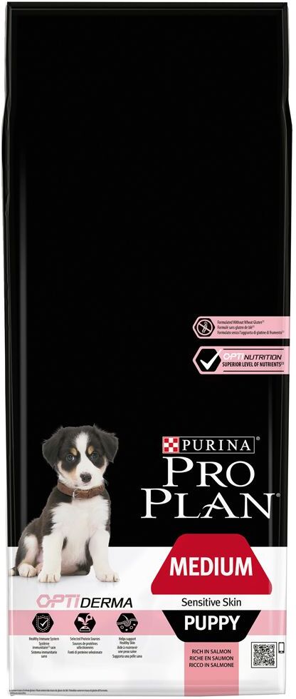 Pro Plan Medium Puppy Sensitive Skin Optiderma salmão - 12 kg