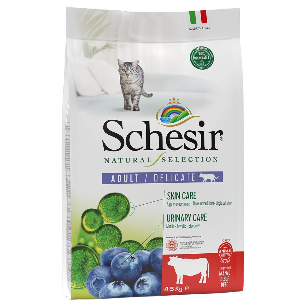 Schesir Natural Selection Adult com vaca - Pack económico: 2 x 4,5 kg