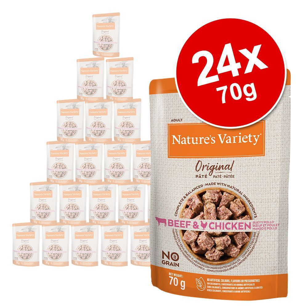 Nature’s Variety Nature's Variety Original Patê No Grain 24 x 70 g - Pack económico - Pack misto (frango, frango e ganso, vaca e frango, peru)