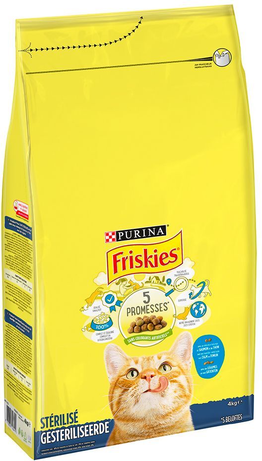 Friskies Purina Friskies Sterilized Cats com salmão e legumes - Pack económico: 3 x 4 Kg