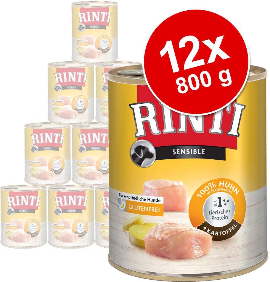 RINTI Sensible 12 x 800 g - Pack económico - Frango e arroz