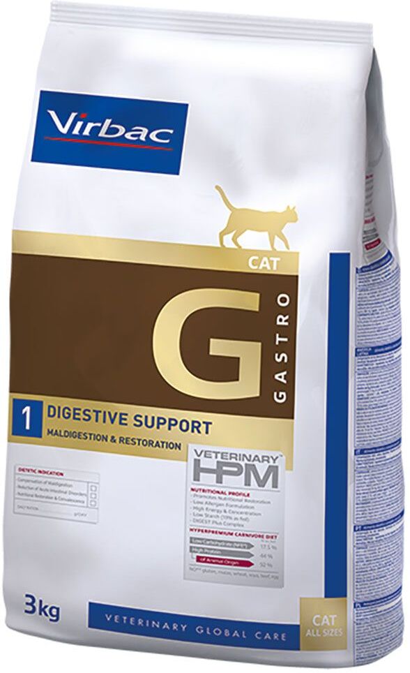 Virbac Veterinary HPM Cat Digestive Support G1 para gatos - Pack económico: 2 x 3 kg