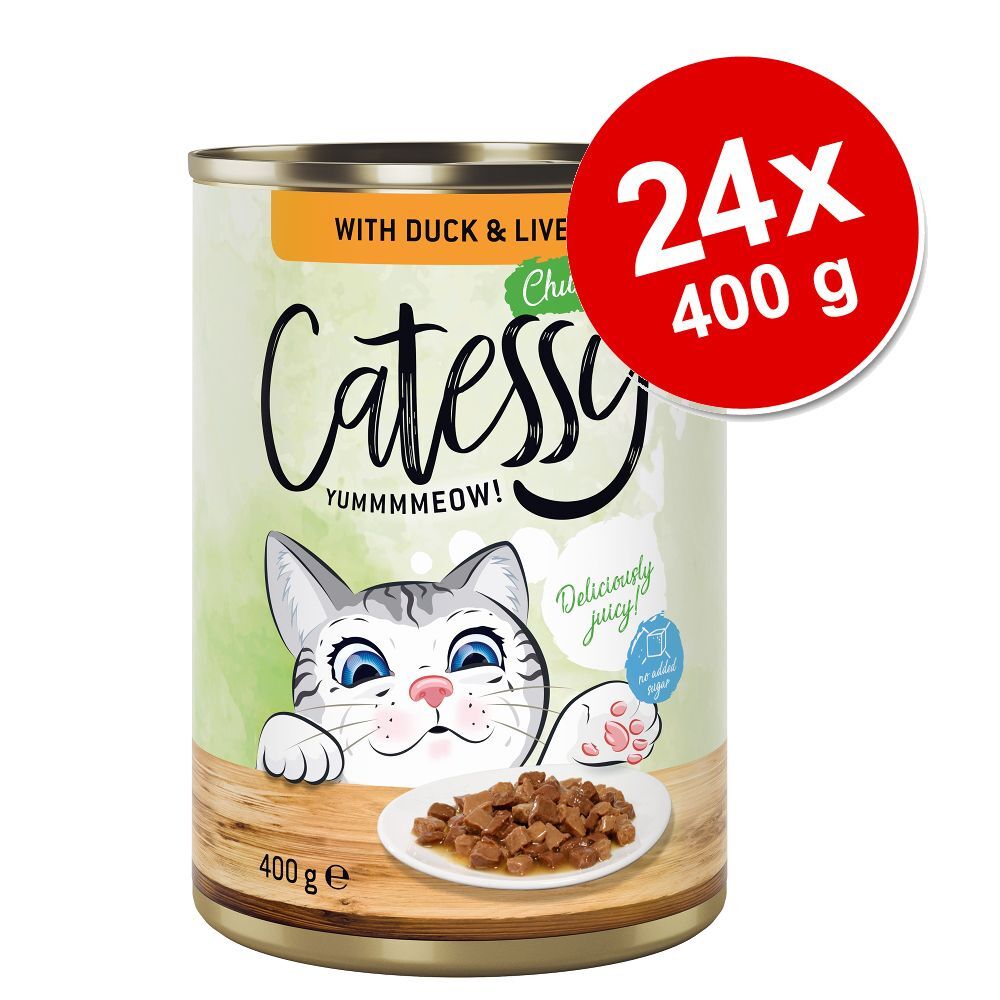 Catessy Pedaços em molho ou gelatina 24 x 400 g - Pack económico - Com frango, em gelatina