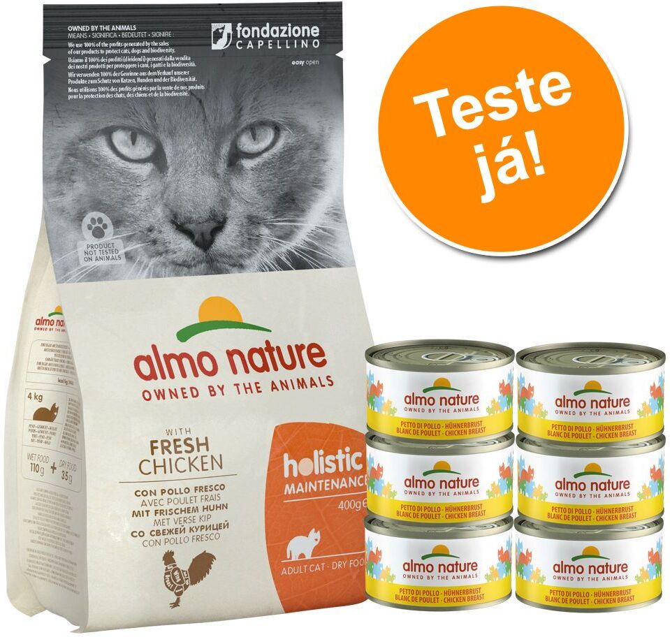 Almo Nature Holistic Almo Nature 2 kg + 6 x 70 g/140 g - Pack misto - 2 kg Holistic vaca e arroz + 6 x 70 g Legend coxas de frango