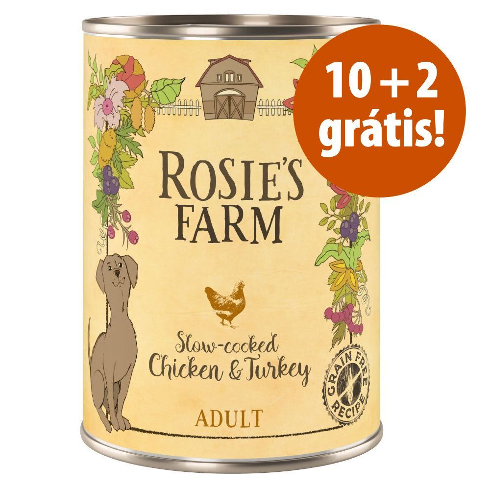 Rosie's Farm comida húmida 12 x 400 g em promoção: 10 + 2 grátis! - Caça e faisão com salmão