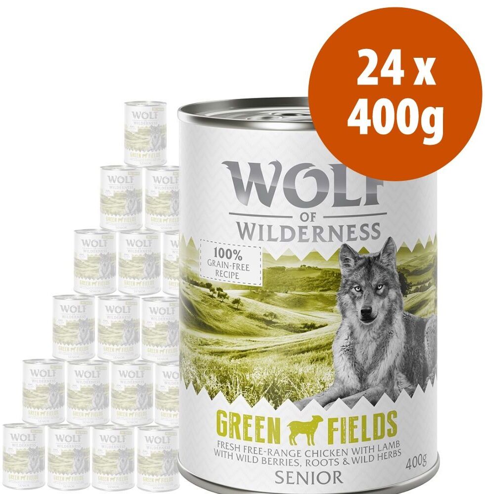 Wolf of Wilderness Free Range Senior 24 x 400 g - Pack económico - Senior Wild Hills - Pato do campo e vaca