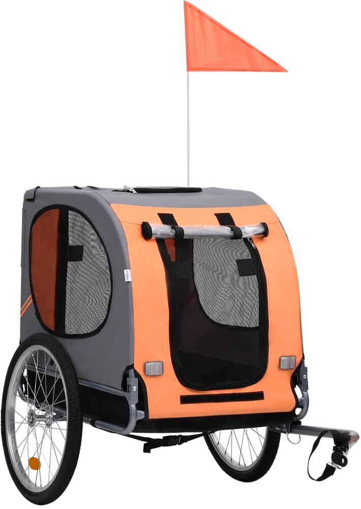 vidaXL Reboque de bicicletas para cães laranja e cinzento