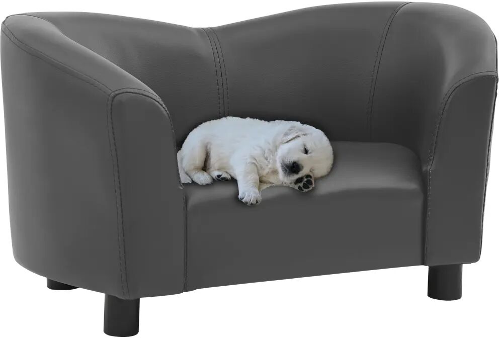 vidaXL Sofá para cães 67x41x39 cm couro artificial cinzento