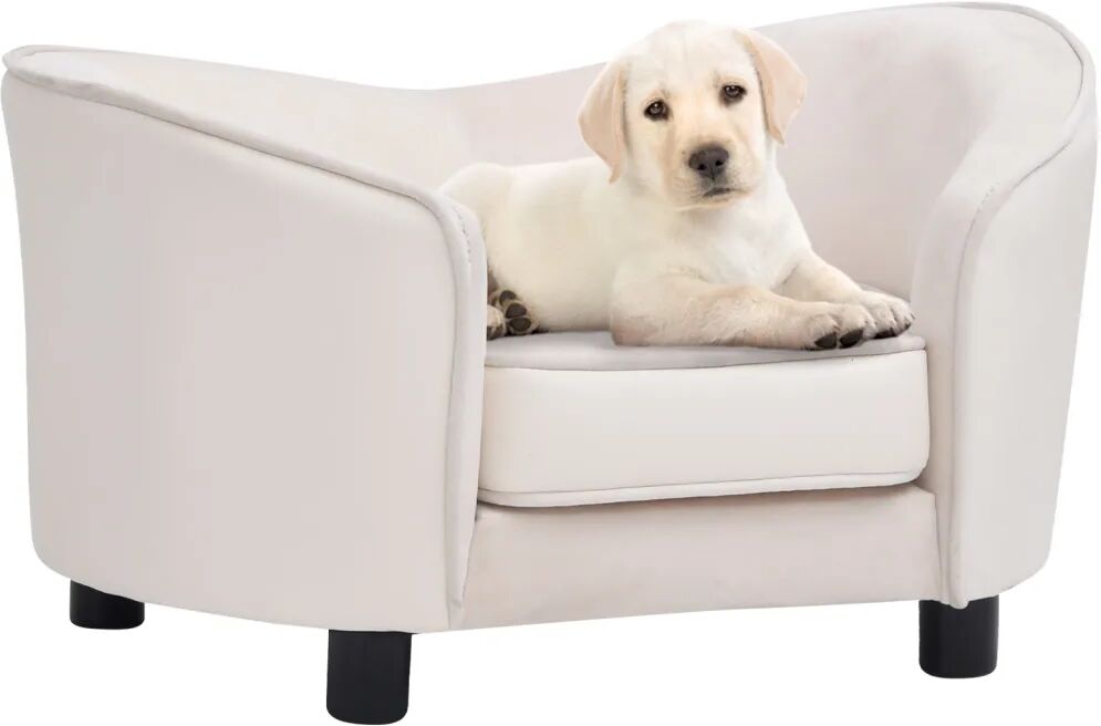 vidaXL Sofá para cães 69x49x40 cm pelúcia e couro artificial cor creme