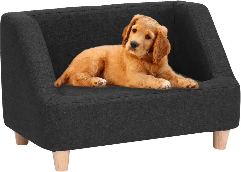 vidaXL Sofá para cães 60x37x39 cm linho preto