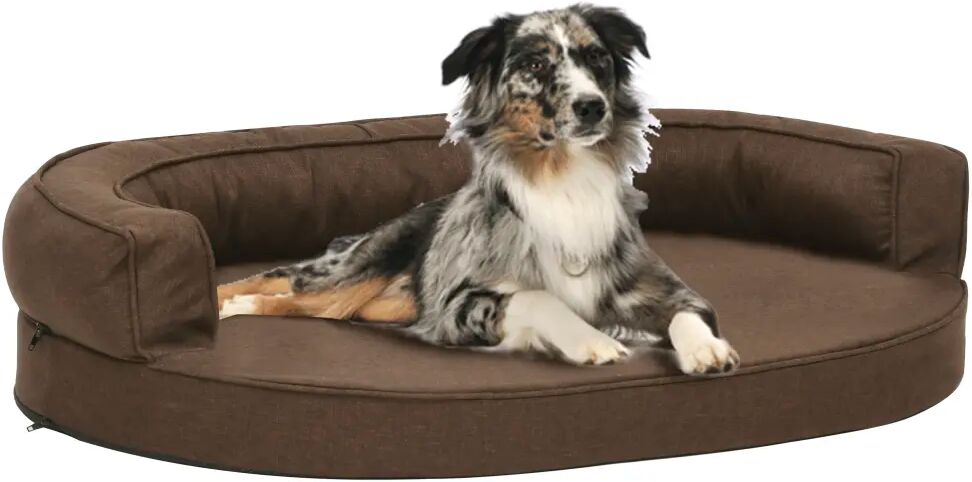 vidaXL Cama para cães ergonómica 75x53 cm aspeto linho castanho