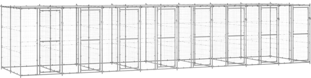 vidaXL Canil de exterior com telhado 19,36 m² aço galvanizado