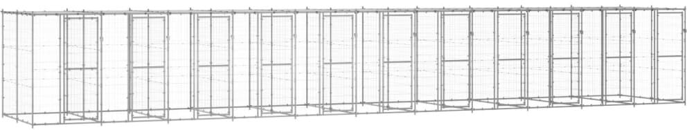 vidaXL Canil de exterior com telhado 26,62 m² aço galvanizado