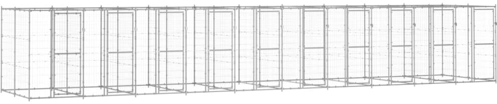 vidaXL Canil de exterior 24,2 m² aço galvanizado