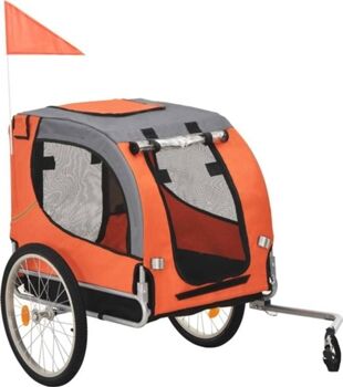 Vidaxl Atrelado de Bicicletas para Cães com Refletores (Laranja e Cinzento - Aço)