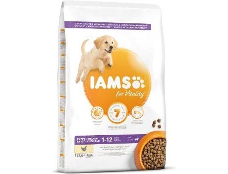 Iams Ração para Cães Puppy e Junnior Pro Active Grandes (12 Kg)