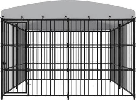 Vidaxl Parque para Cães Com Telhado (Preto - 300x300x210cm - Aço)