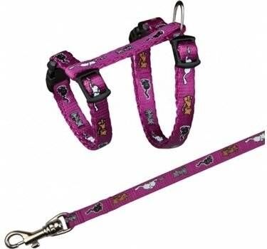 Trixie Peitoral e Trela para Gatos Ajustável (Rosa - 21-33cm - Nylon - S - Porte Pequeno)