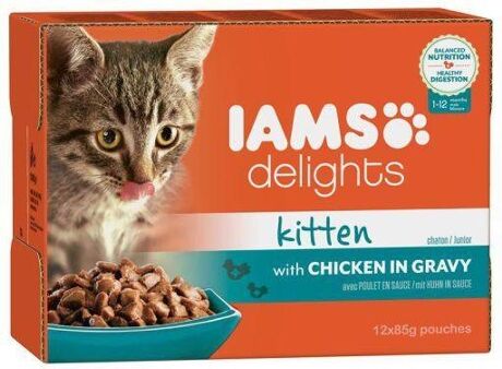 Iams Ração para Gatos Cat Wet Kitten Multibox (1.02 kg - Húmida - Todas as Idades - Sabor: Frango)