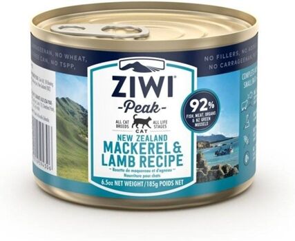 Ziwi Peak Comida para Gatos Cat Cans Mackerel & Lamb (185 g - Húmida - Todas as Idades - Peixe e Cordeiro)