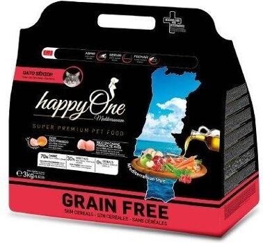 Happyone Ração para Cães Mediterraneum (3Kg - Seca - Sénior)