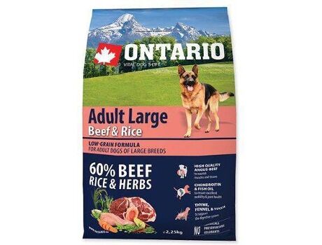 Ontario Ração para Cães (2.25 Kg - Seca - Porte Grande - Adulto - Sabor: Vaca e Arroz)