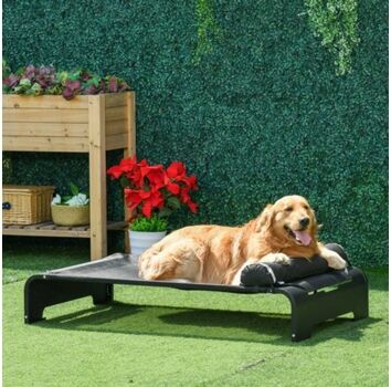 Pawhut Cama para Cães D04-172V02 (Preto - 122 x 72 x 30 cm - Metal, Tecido, Tecido e Algodão)