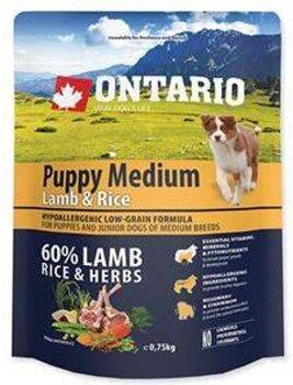 Ontario Ração para Cães (750 g - Seca - Porte Médio - Cachorros - Sabor: Cordeiro e Arroz)