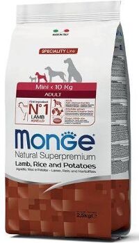 Monge Ração para Cães (2.5 Kg - Seca - Adulto - Sabor: Cordeiro Arroz e Batata)