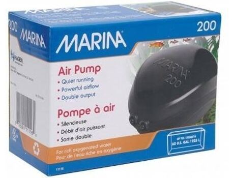 Marina Bomba de Ar para Peixes 200 (Preto - 225L)