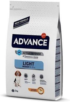 Advance Ração para Cães Medium Light (3Kg - Seca - Porte Pequeno - Sabor: Frango e Arroz)