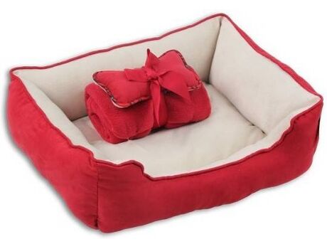 Pawise Cama para Gatos 3 em 1 (Vermelho e Bege - 56x43x17,8 cm)