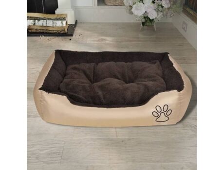 Vidaxl Cama para Cães Acolchoado (Castanho - Tecido - Tamanho M)