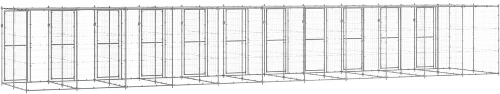 vidaXL Padoc câini de exterior cu acoperiș, 29,04 m², oțel galvanizat