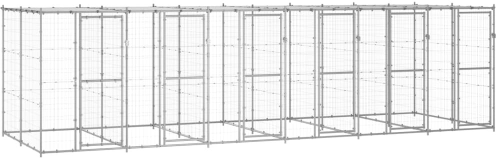vidaXL Vonkajšia voliéra pre psy pozinkovaná oceľ so strechou 14,52 m²