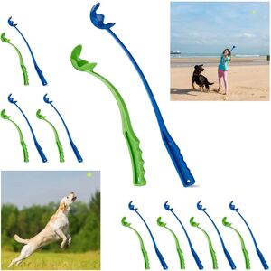 Ball Thrower, for Dogs, Set of 16 Launching Devices, Toy Chucker, Pet Toys for Outdoor & Park, Blue/Green - Relaxdays