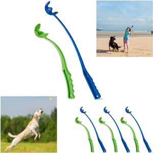 Ball Thrower, for Dogs, Set of 8 Launching Devices, Toy Chucker, Pet Toys for Outdoor & Park, Blue/Green - Relaxdays