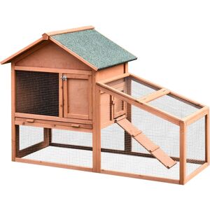 Pawhut - Wood Rabbit,Bunny,Guinea Pig Hutch Water-Resistant w/ Ramp Outdoor Use - Orange