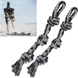 Dog Toy Rope, Set of 2, Tug Toy Large Dogs, Robust, Chew Toy, 70 cm, Dog Rope, Black/Grey - Relaxdays