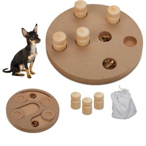 Intelligence Toy, Cats & Dogs, mdf, 6x25 cm, Food Game, Interactive Puzzle, Wood - Relaxdays