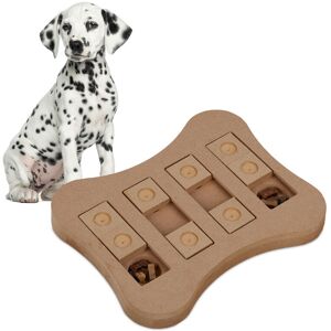 Interactive Intelligence Toy, for Dogs, Food Toy, Treat Hiding, Sniffing Puzzle Game, mdf, Natural Wood - Relaxdays