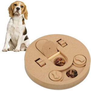 Interactive Intelligence Toy, for Dogs, Food Toy, Treat Hiding, Sniffing Puzzle Game, mdf, Natural Wood - Relaxdays