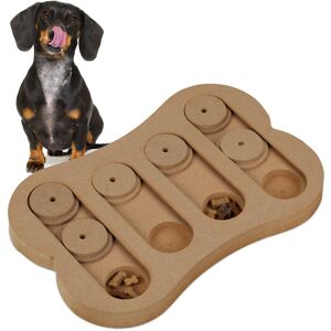 Interactive Intelligence Toy, for Dogs, Food Toy, Treat Hiding, Sniffing Puzzle Game, mdf, Natural Wood - Relaxdays