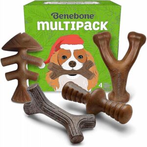 HKHBJS Holiday 4-pack Durable Dog Chew Toys For Aggressive Chewers Real Flavors