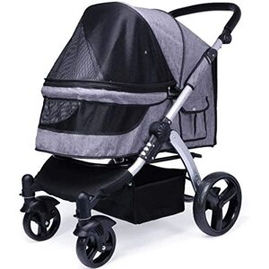 Rsfil Double Dog Stroller Pet Four-Wheeled Trolley Cats Dogs Carts Shockproof Durable Stroller Adjustable Direction One-Click