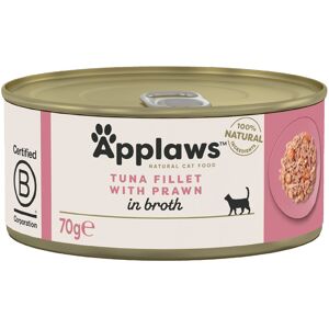 Applaws Adult Cat Cans Tuna/Fish in Broth 70g - Tuna with Prawn (24 x 70g)